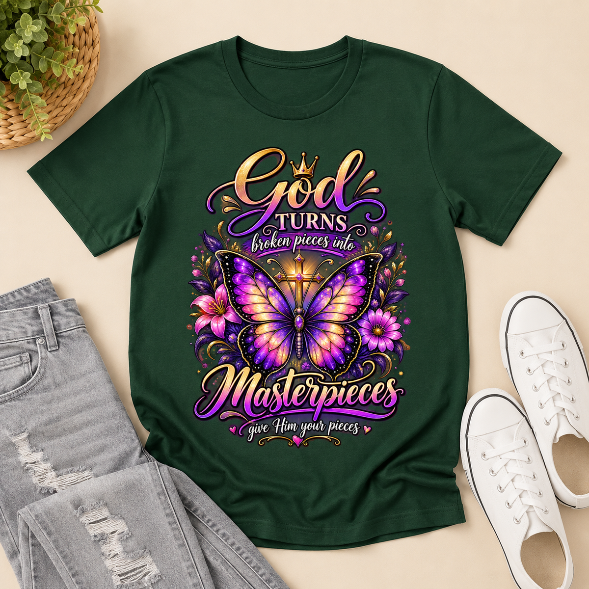 Broken Pieces Into God’s Masterpiece, Gift For Christian | 2D Unisex T-shirt