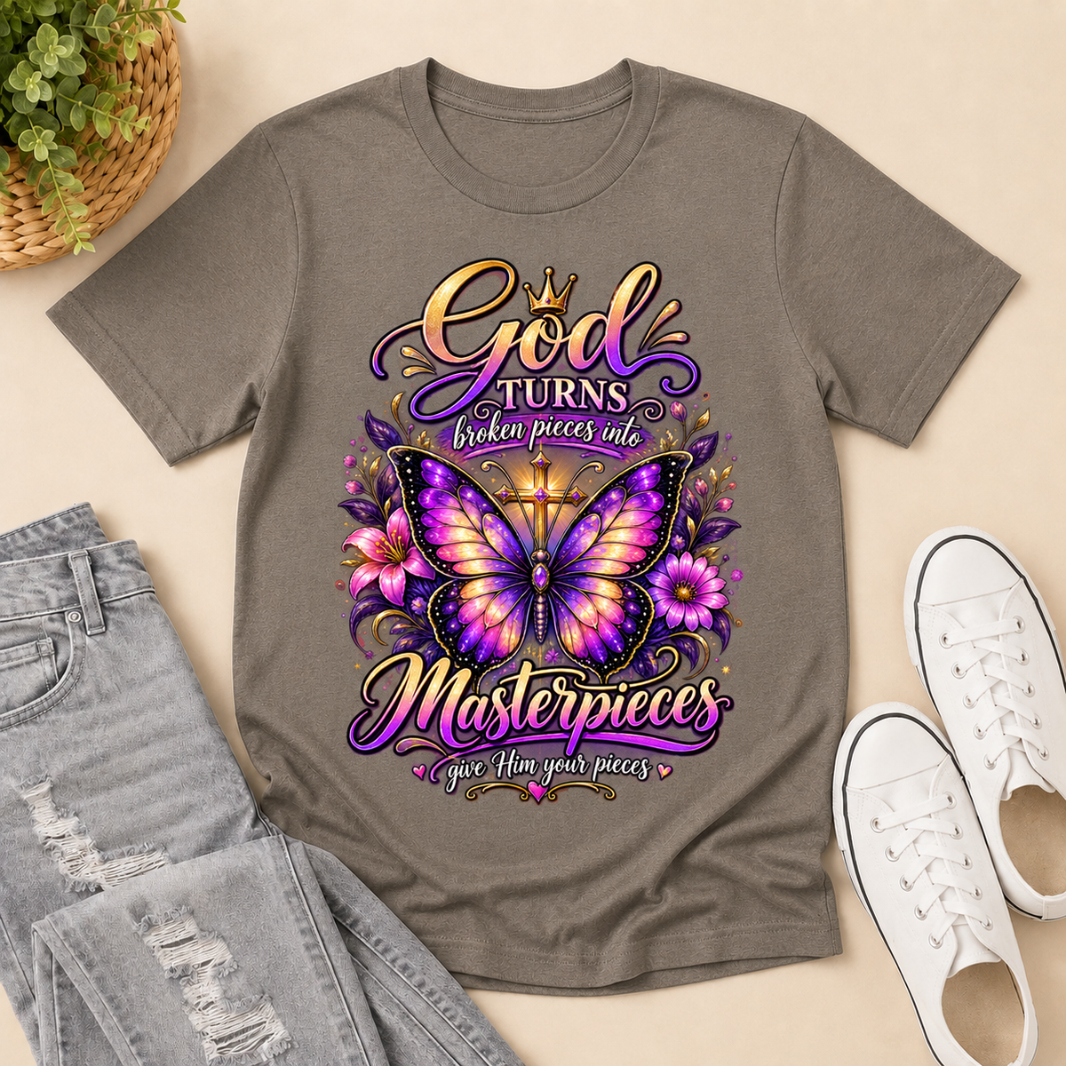 Broken Pieces Into God’s Masterpiece, Gift For Christian | 2D Unisex T-shirt