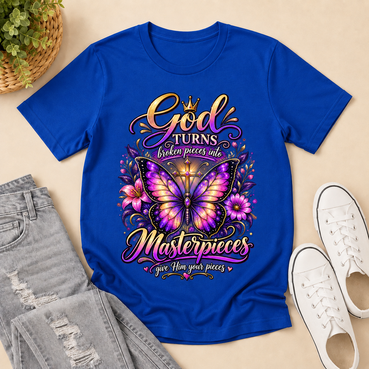 Broken Pieces Into God’s Masterpiece, Gift For Christian | 2D Unisex T-shirt