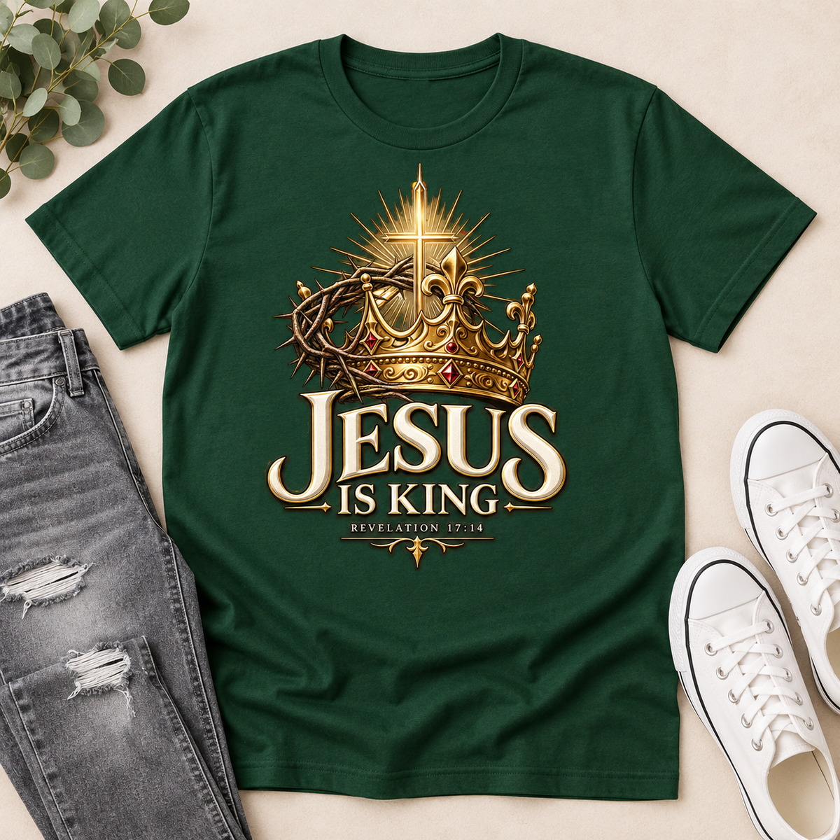 Jesus Is King Revelation 17:14, Gift For Christian  | 2D Unisex T-shirt