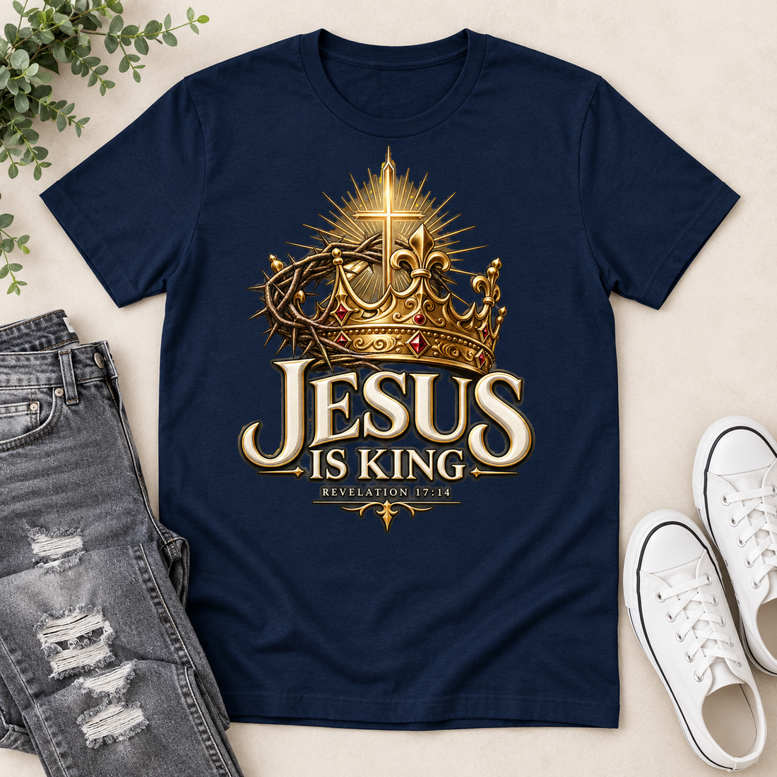 Jesus Is King Revelation 17:14, Gift For Christian  | 2D Unisex T-shirt