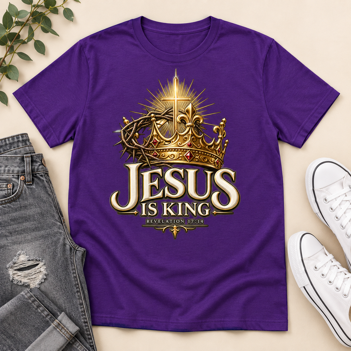 Jesus Is King Revelation 17:14, Gift For Christian  | 2D Unisex T-shirt