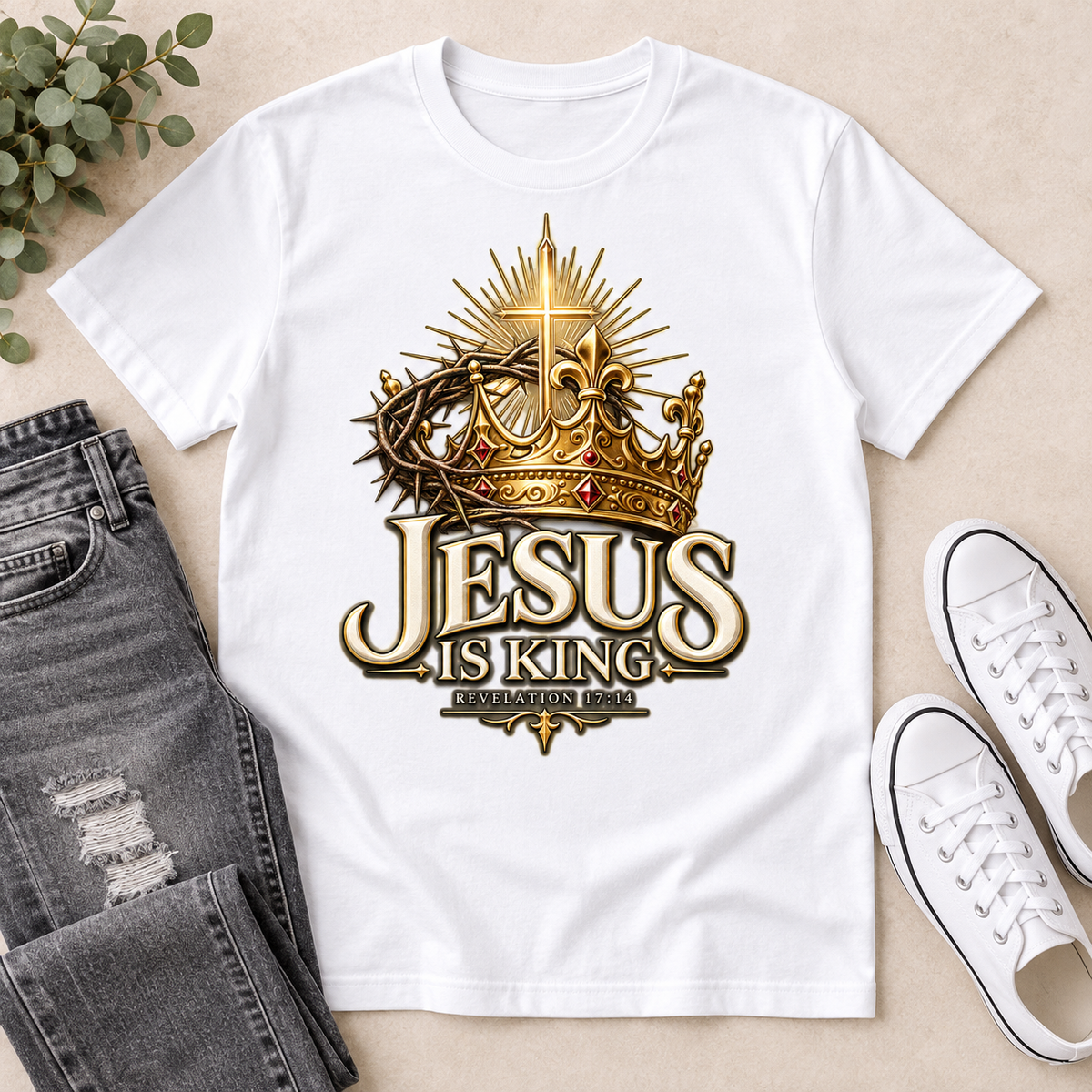 Jesus Is King Revelation 17:14, Gift For Christian  | 2D Unisex T-shirt