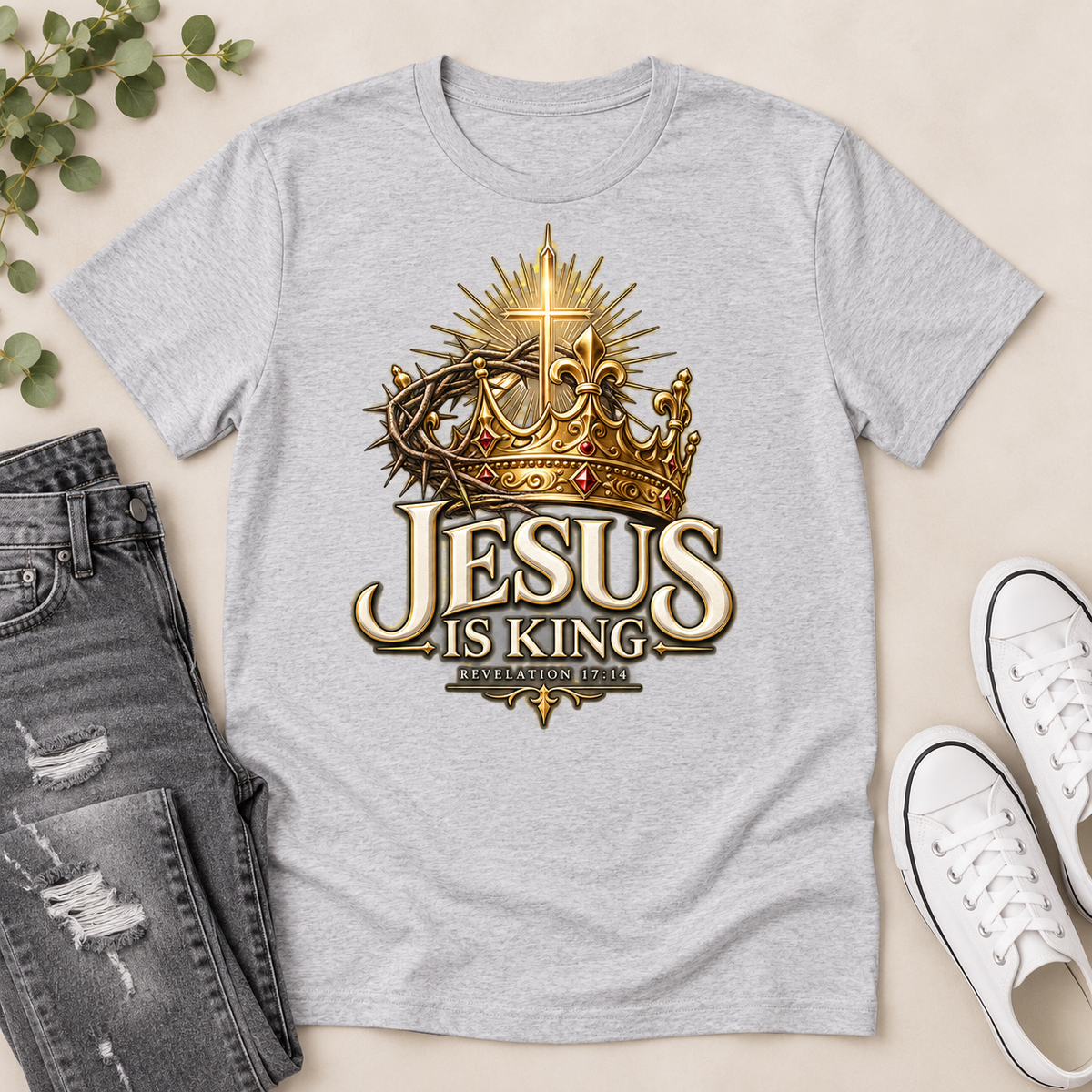 Jesus Is King Revelation 17:14, Gift For Christian  | 2D Unisex T-shirt