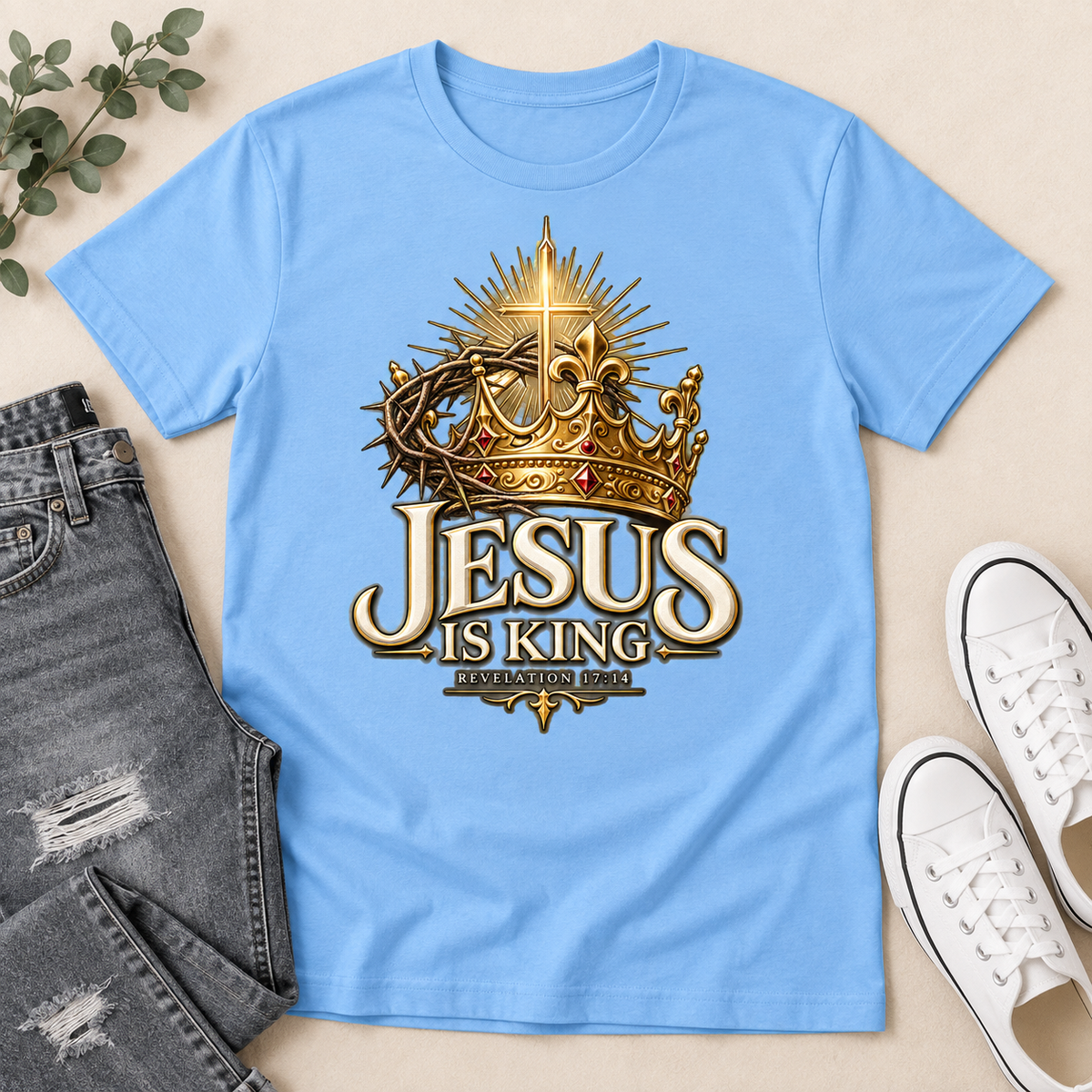 Jesus Is King Revelation 17:14, Gift For Christian  | 2D Unisex T-shirt