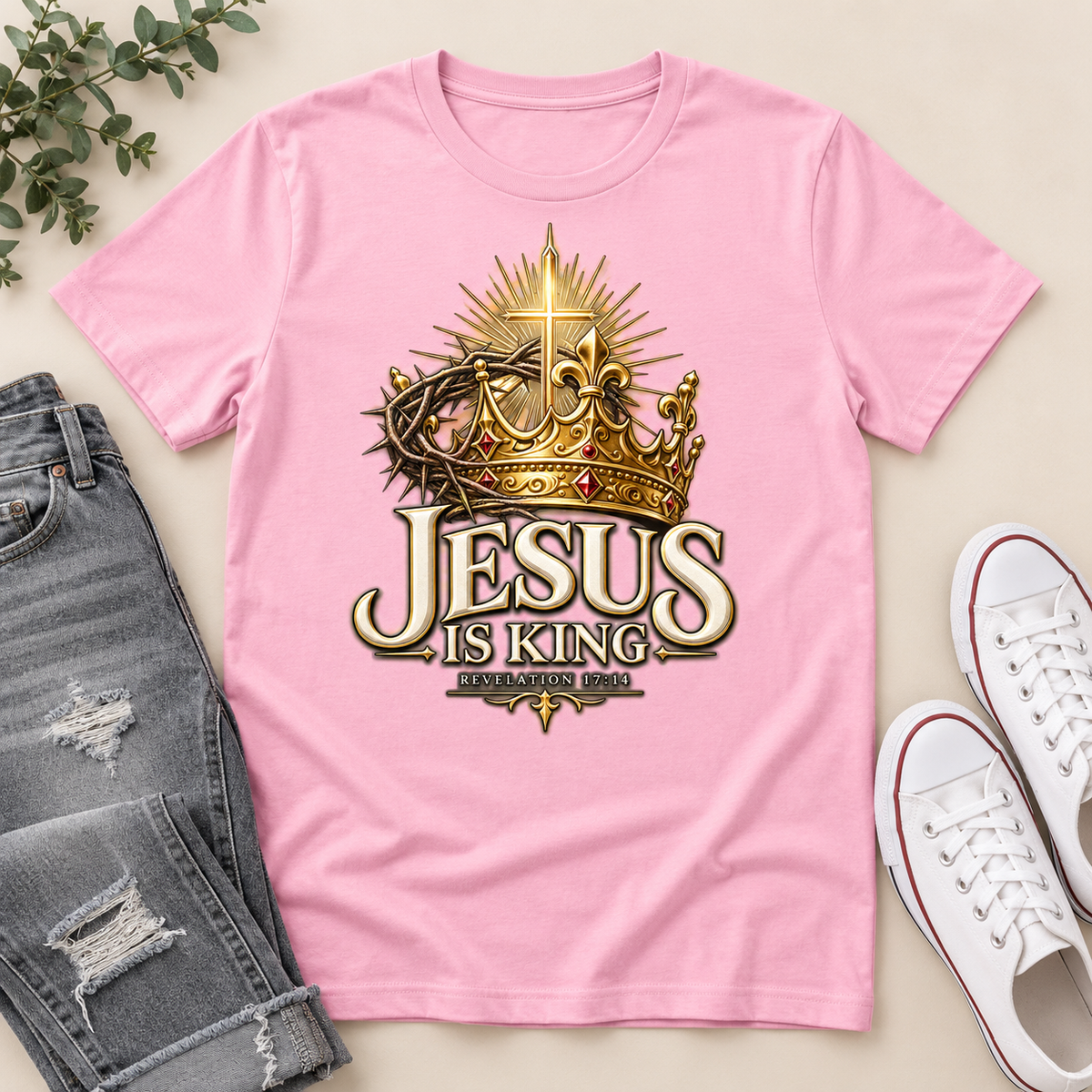 Jesus Is King Revelation 17:14, Gift For Christian  | 2D Unisex T-shirt