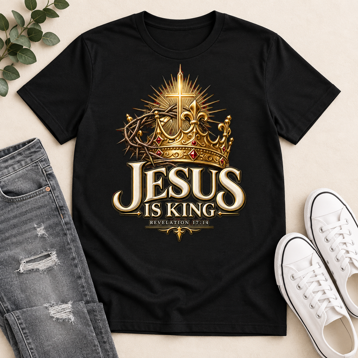 Jesus Is King Revelation 17:14, Gift For Christian  | 2D Unisex T-shirt
