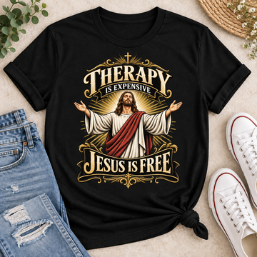 Therapy Is Expensive Jesus Is Free, Gift For Christian  | 2D Unisex T-shirt