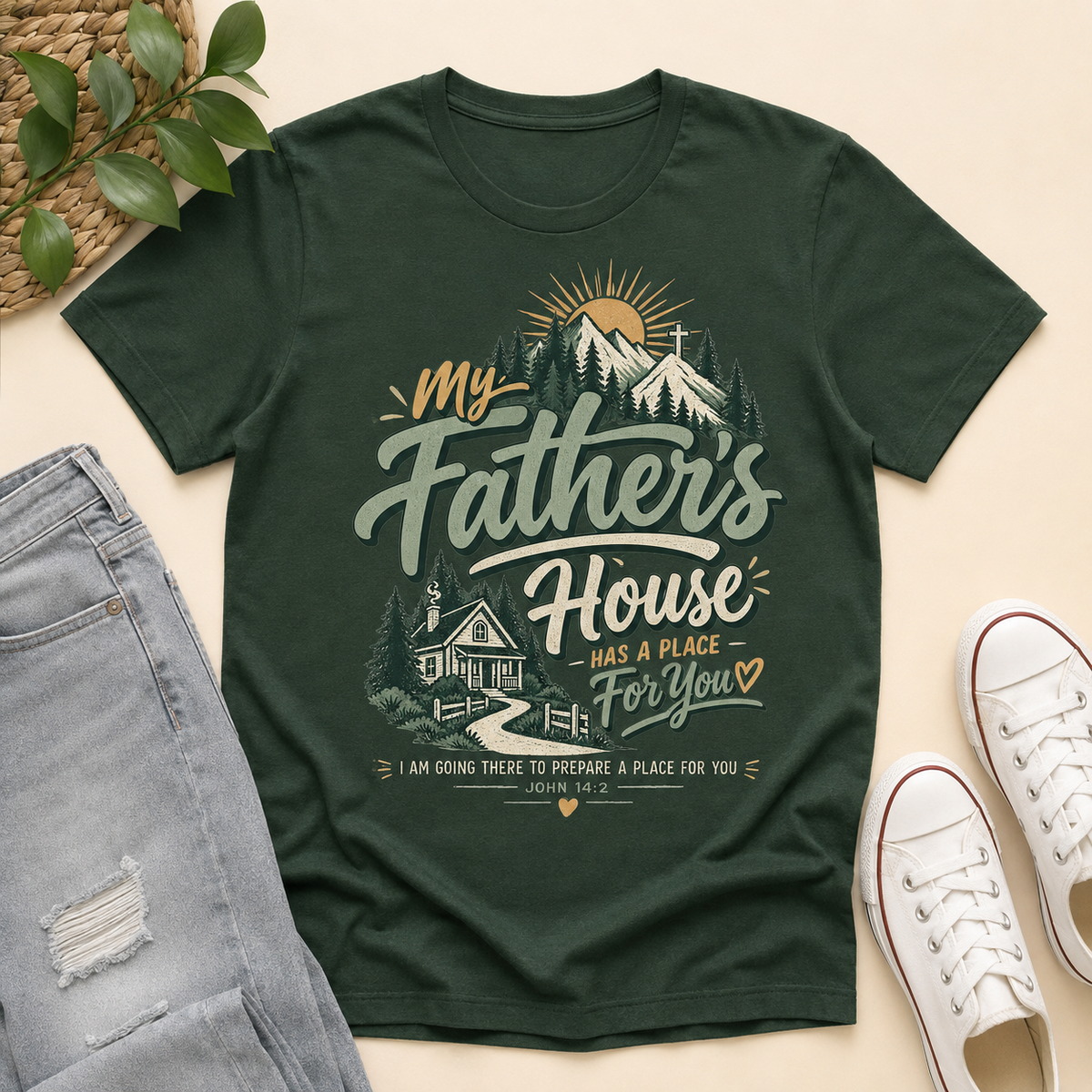 My Father House Has A Place For You, Gift For Christian | 2D Unisex T-shirt