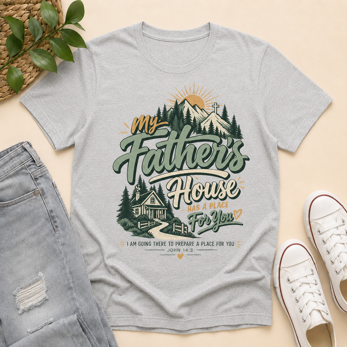 My Father House Has A Place For You, Gift For Christian | 2D Unisex T-shirt