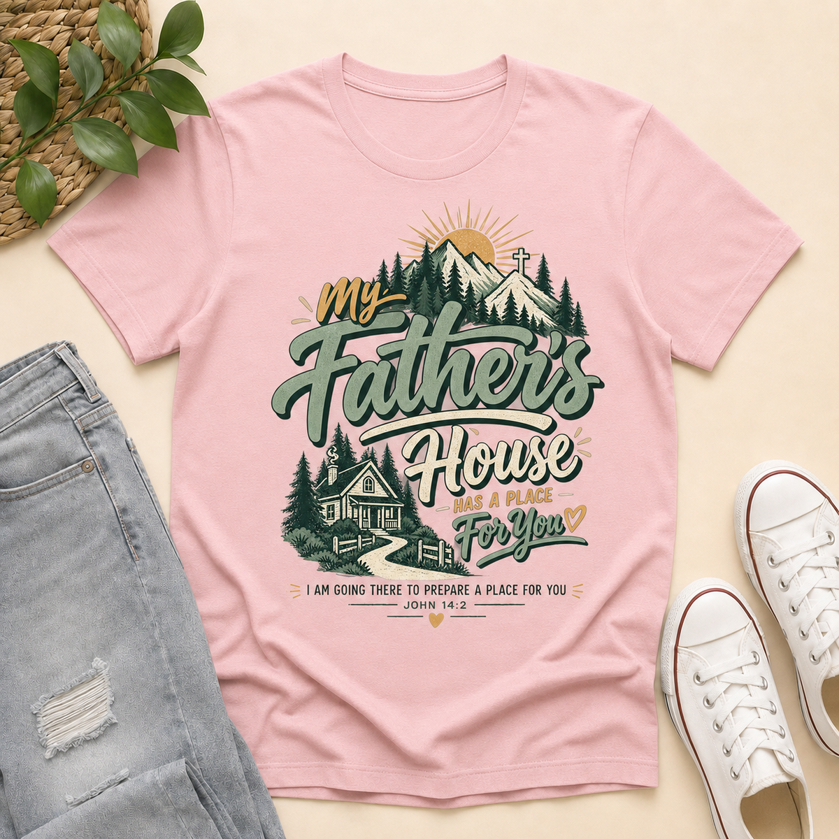 My Father House Has A Place For You, Gift For Christian | 2D Unisex T-shirt