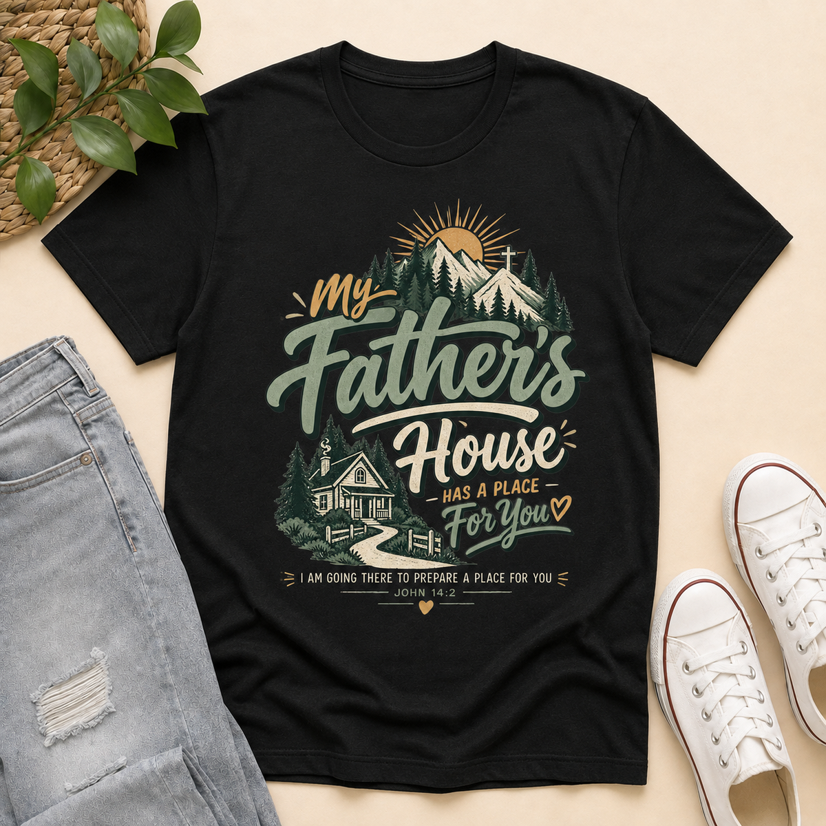 My Father House Has A Place For You, Gift For Christian | 2D Unisex T-shirt