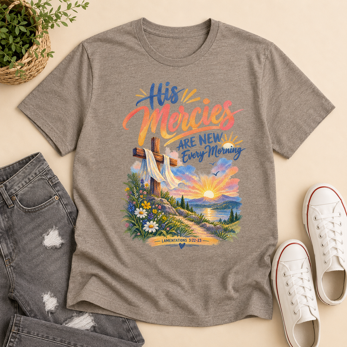 His Mercies Are New Every Morning, Gift For Christian | 2D Unisex T-shirt