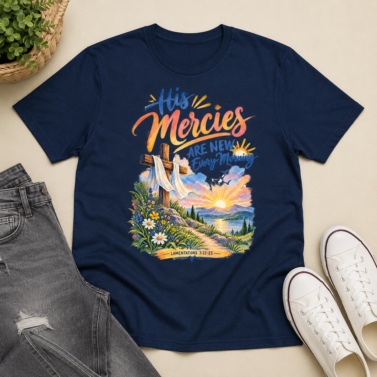 His Mercies Are New Every Morning, Gift For Christian | 2D Unisex T-shirt