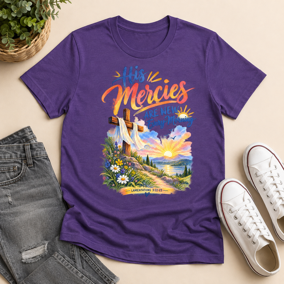 His Mercies Are New Every Morning, Gift For Christian | 2D Unisex T-shirt