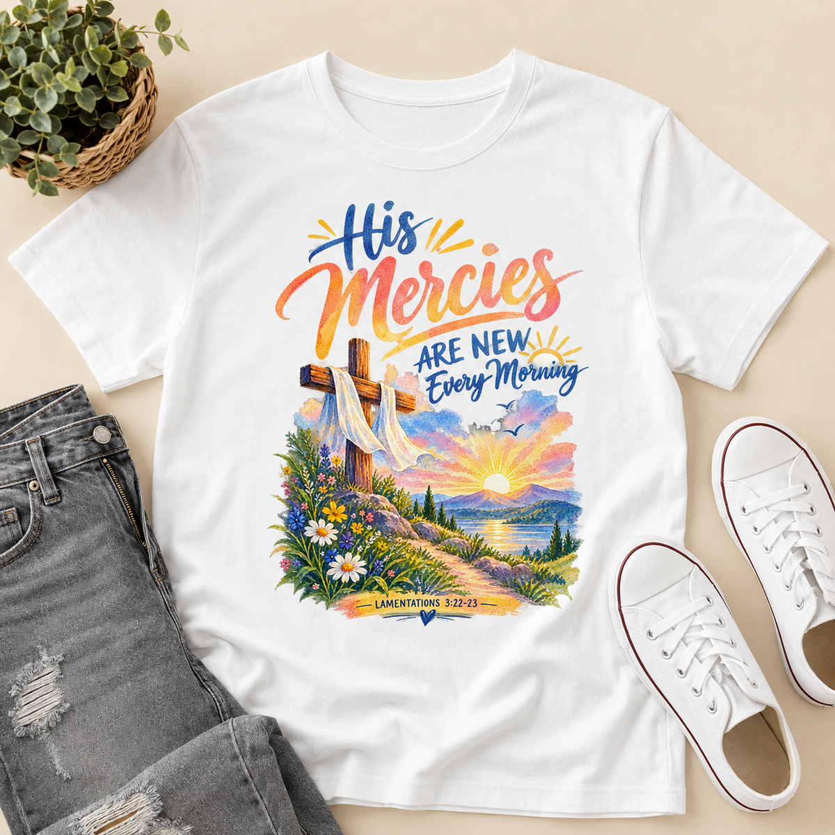 His Mercies Are New Every Morning, Gift For Christian | 2D Unisex T-shirt