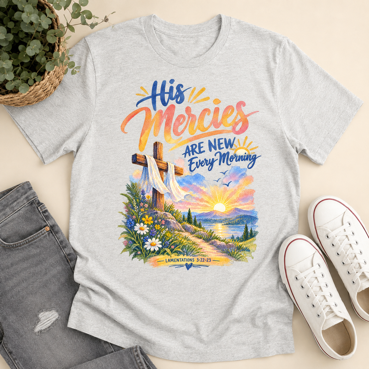 His Mercies Are New Every Morning, Gift For Christian | 2D Unisex T-shirt