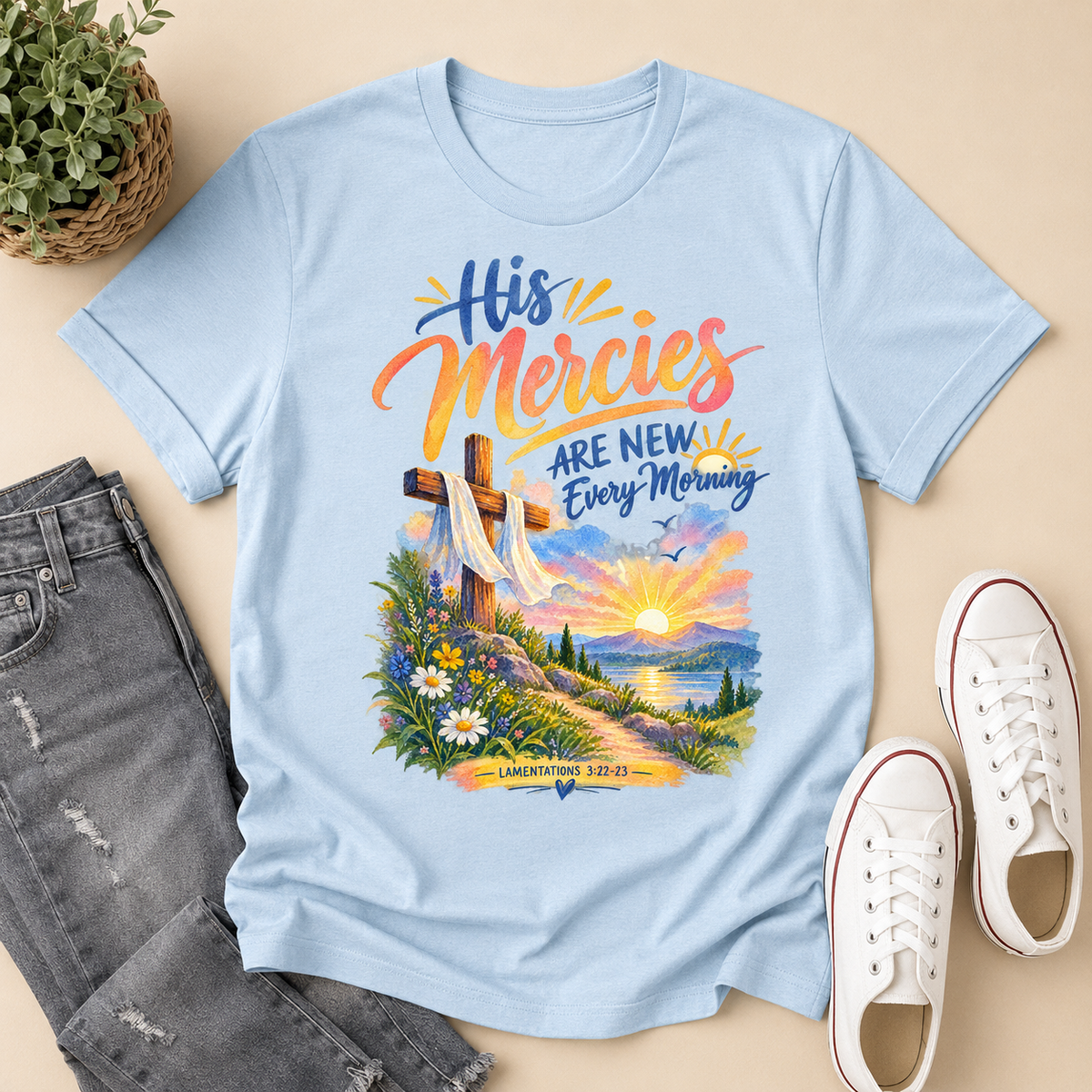 His Mercies Are New Every Morning, Gift For Christian | 2D Unisex T-shirt