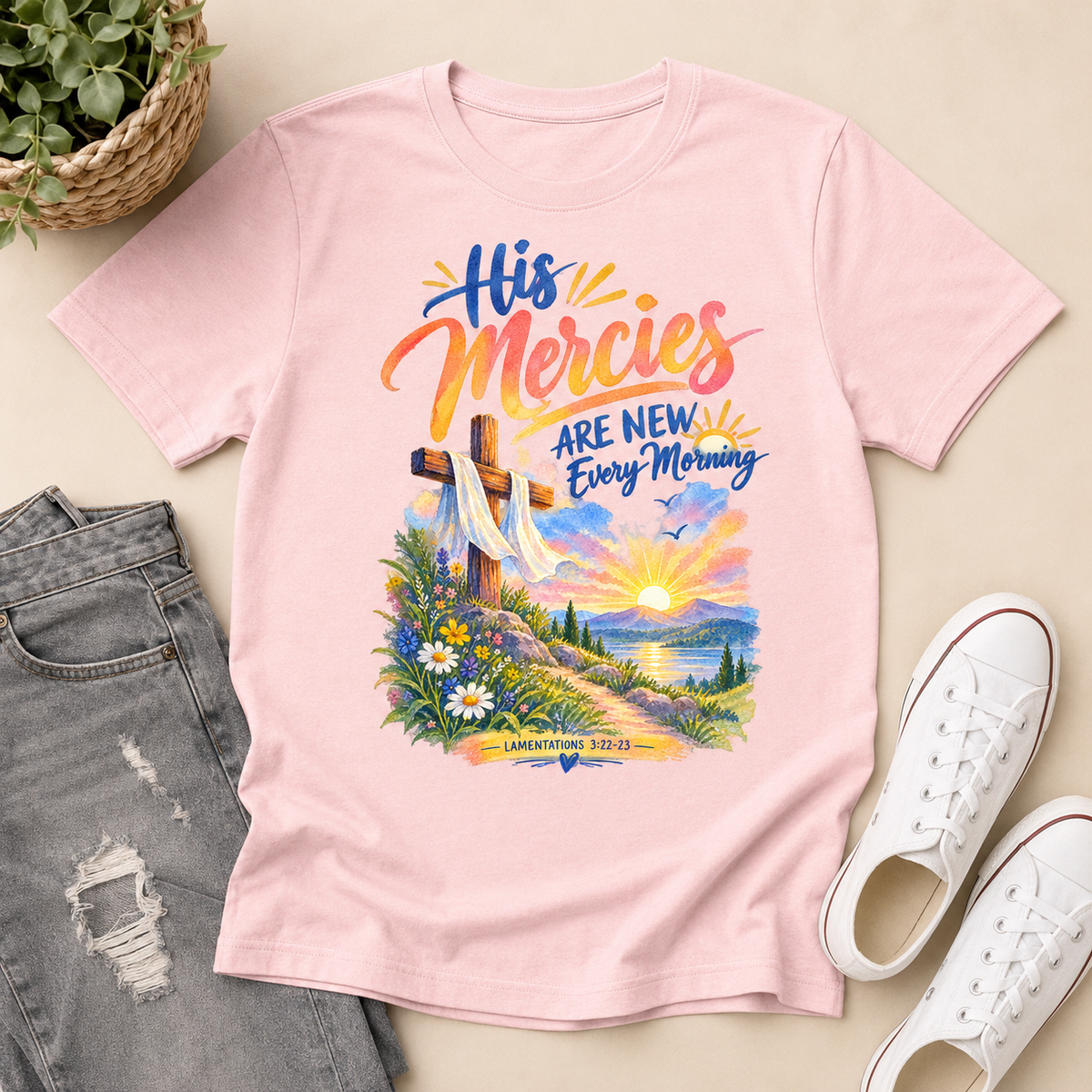 His Mercies Are New Every Morning, Gift For Christian | 2D Unisex T-shirt