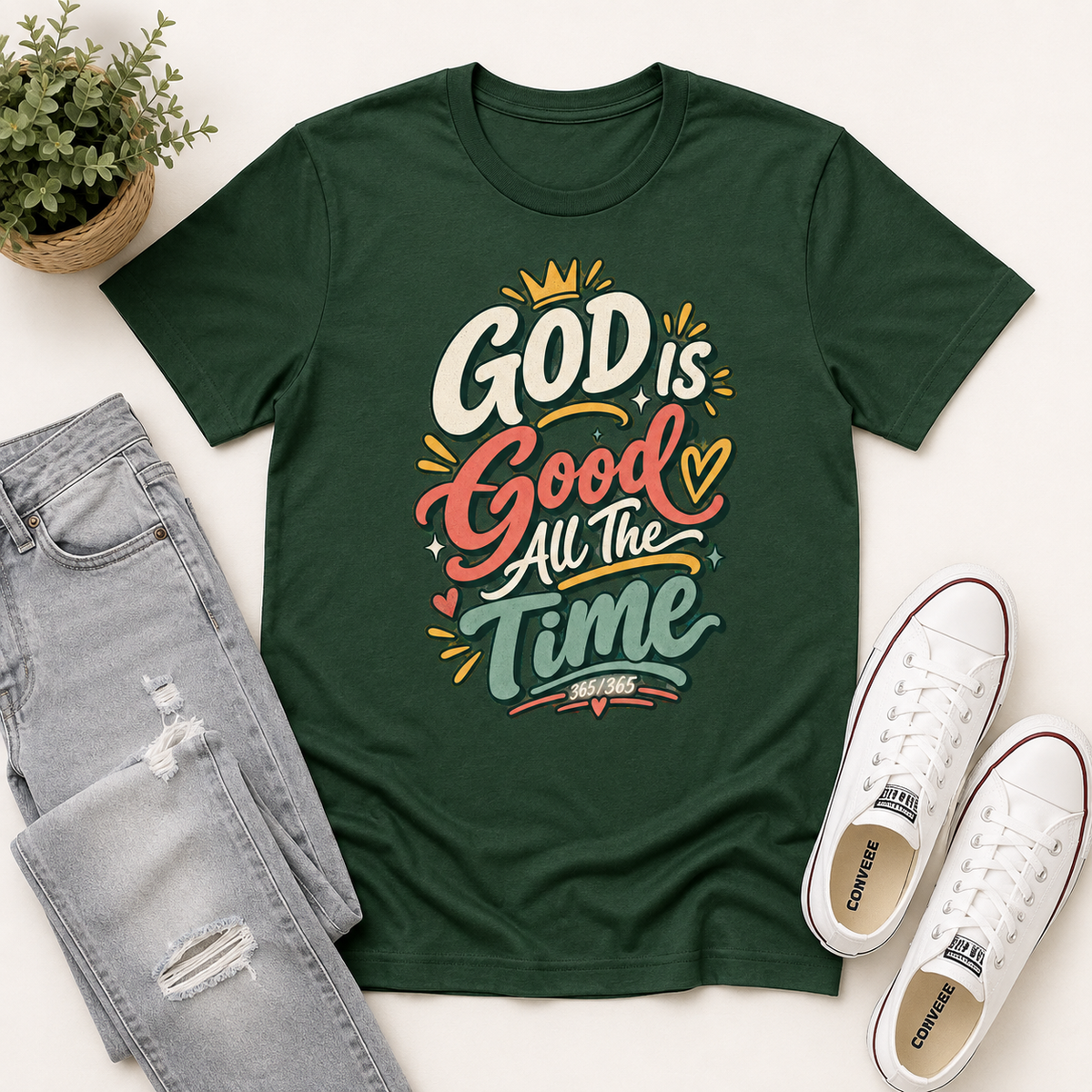 God Good All The Time 365/365 , Gift For Christian | 2D Unisex T-shirt