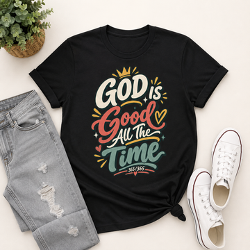 God Good All The Time 365/365 , Gift For Christian | 2D Unisex T-shirt