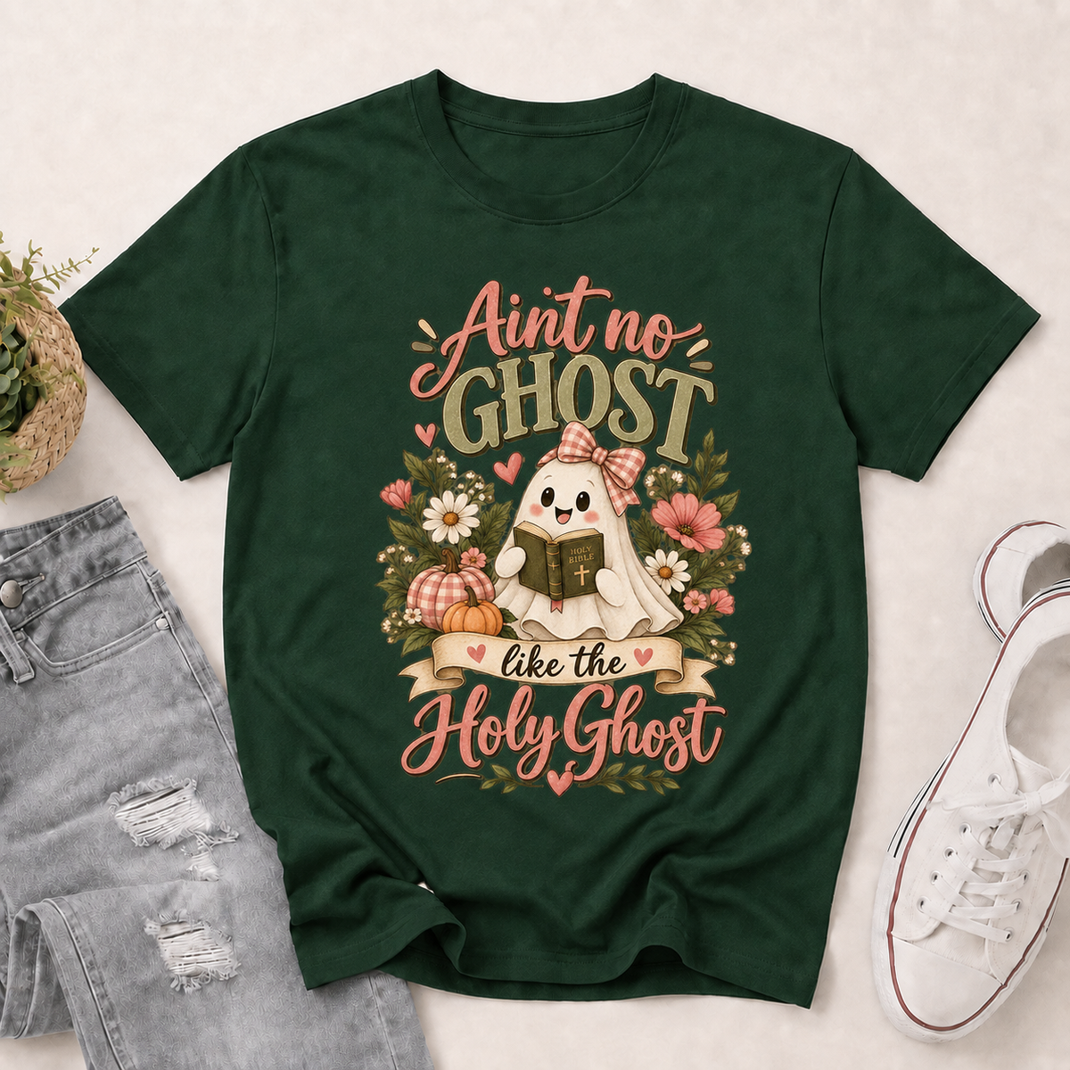 Ain't No Ghost Like The Holy Ghost Funny Halloween | 2D Unisex T-shirt