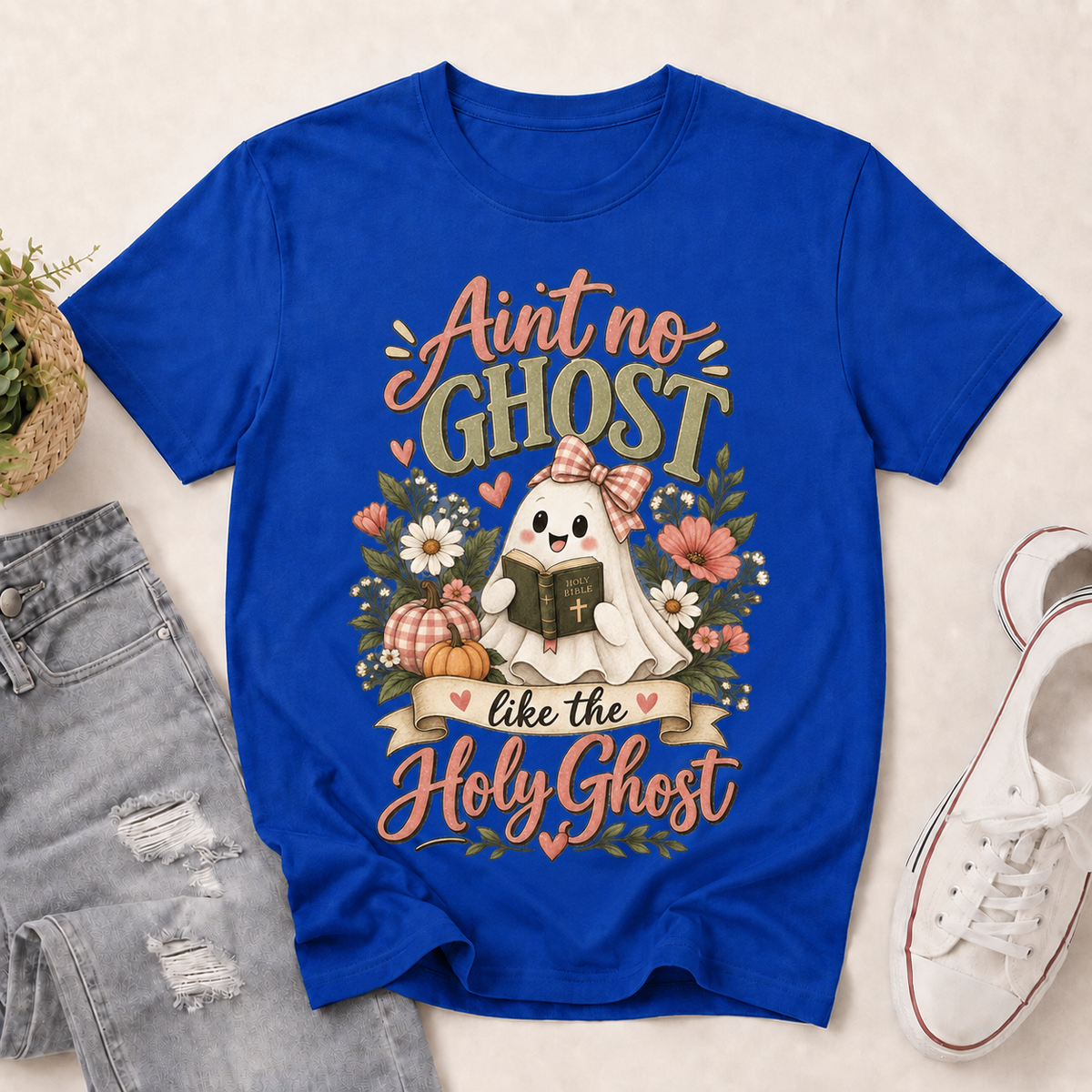 Ain't No Ghost Like The Holy Ghost Funny Halloween | 2D Unisex T-shirt