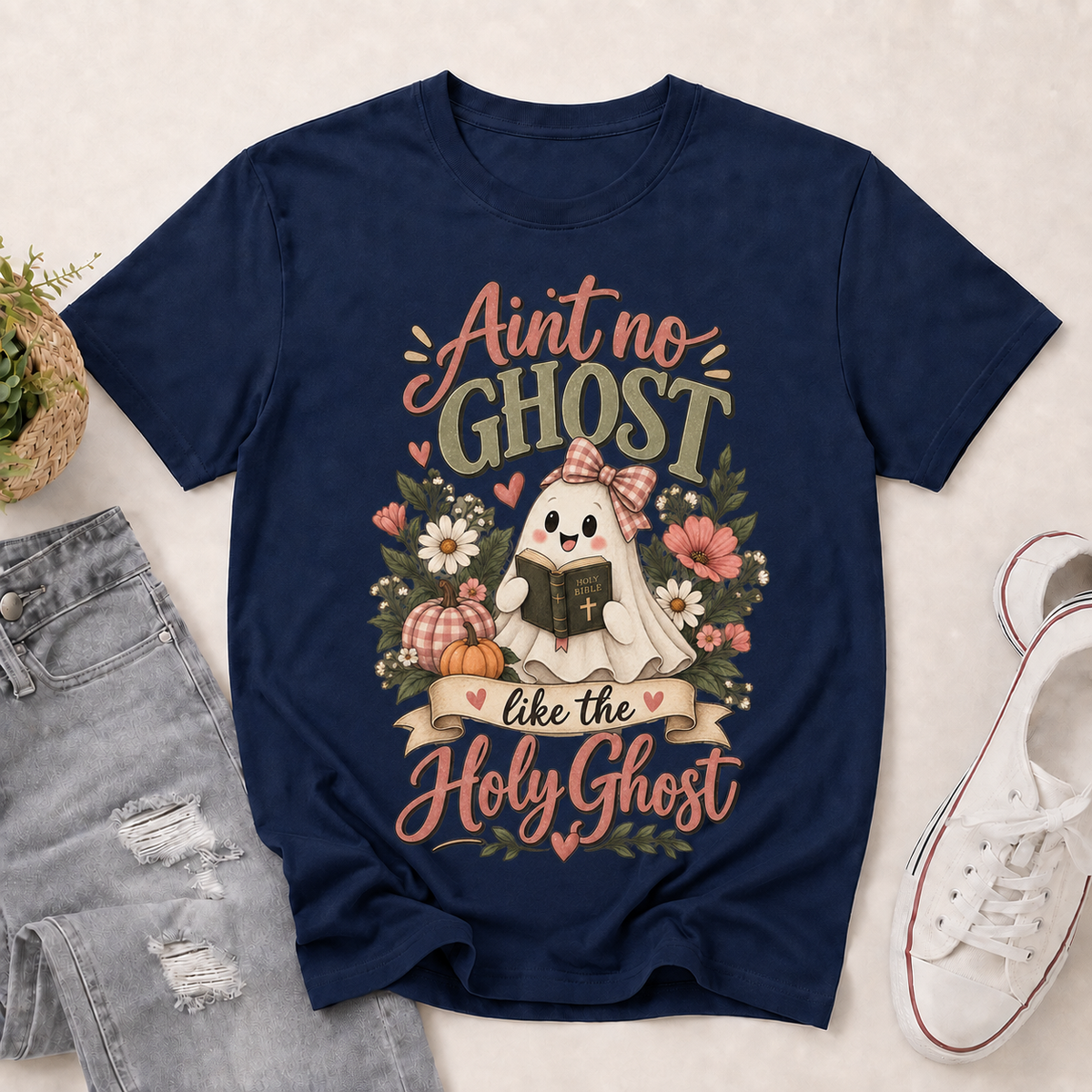 Ain't No Ghost Like The Holy Ghost Funny Halloween | 2D Unisex T-shirt