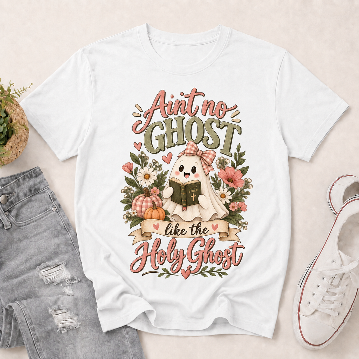 Ain't No Ghost Like The Holy Ghost Funny Halloween | 2D Unisex T-shirt