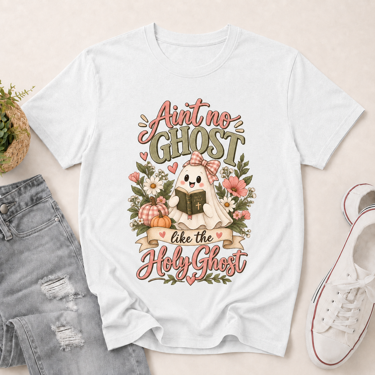 Ain't No Ghost Like The Holy Ghost Funny Halloween | 2D Unisex T-shirt