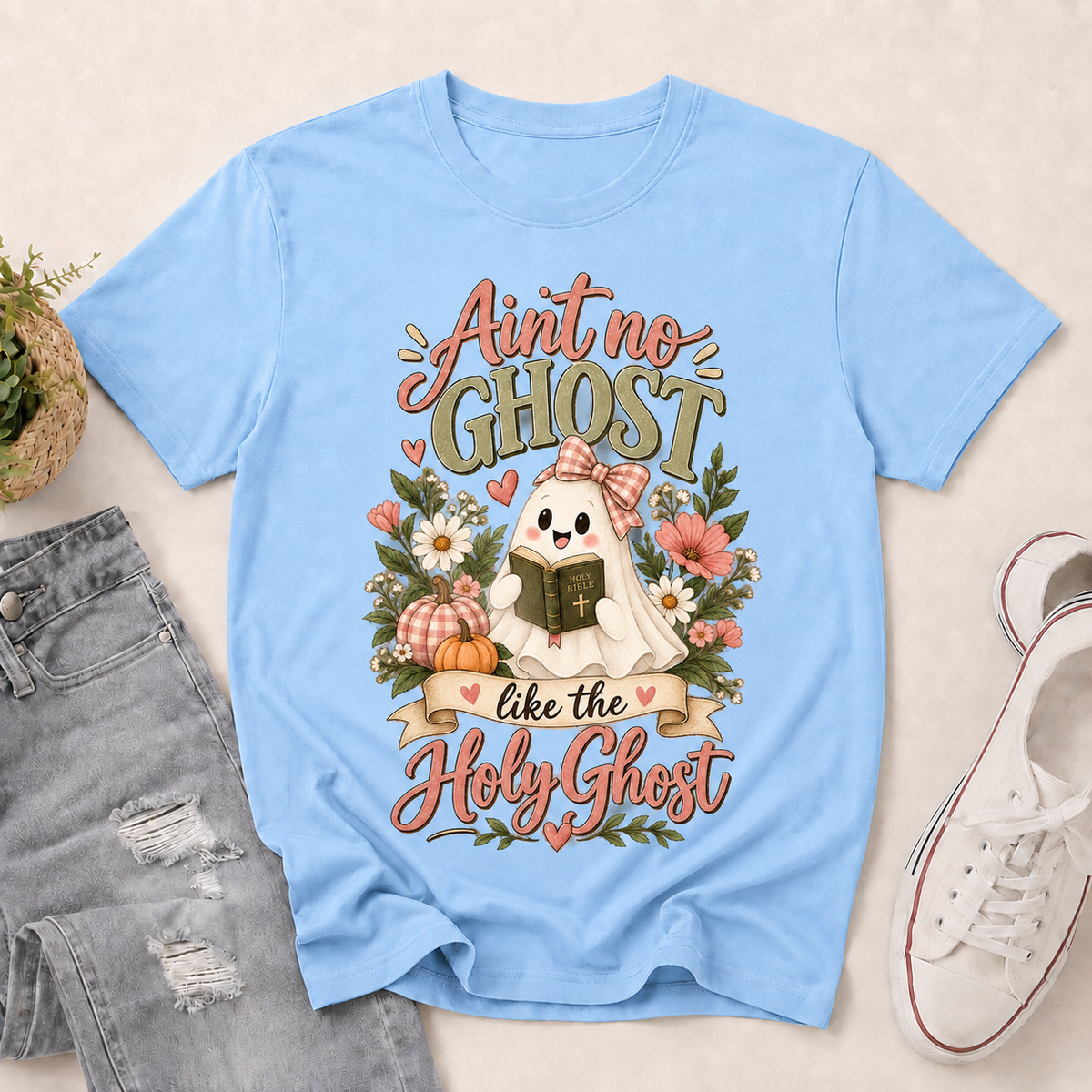 Ain't No Ghost Like The Holy Ghost Funny Halloween | 2D Unisex T-shirt
