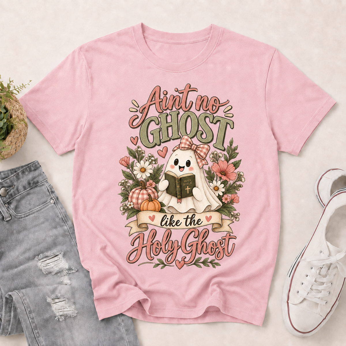 Ain't No Ghost Like The Holy Ghost Funny Halloween | 2D Unisex T-shirt