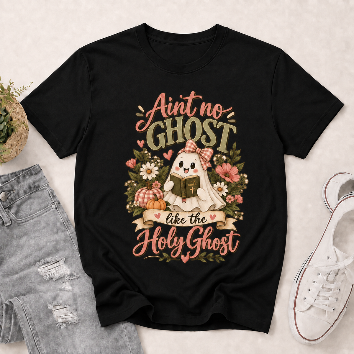 Ain't No Ghost Like The Holy Ghost Funny Halloween | 2D Unisex T-shirt